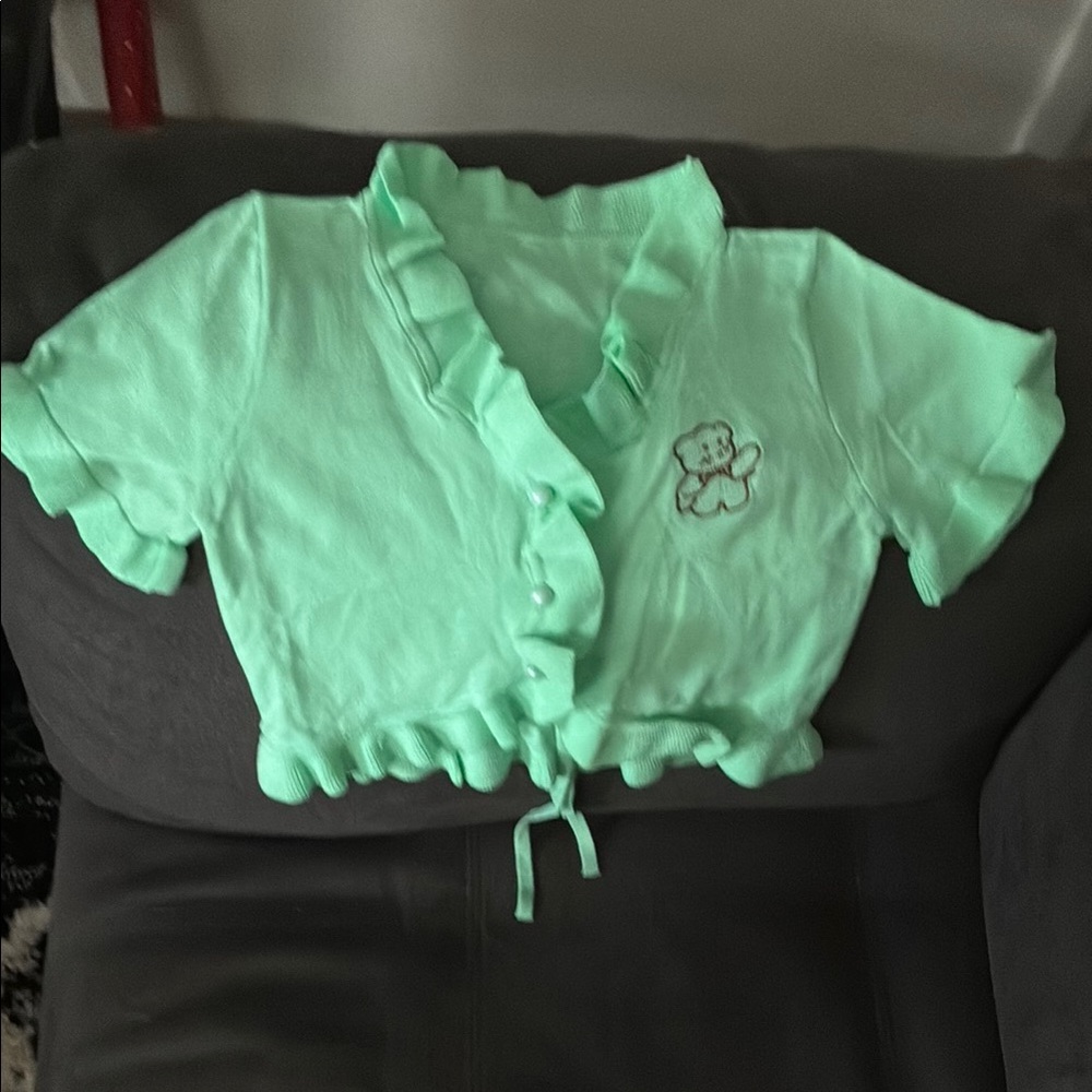 Mint Green Kids Ruffle Top nwot Never worn